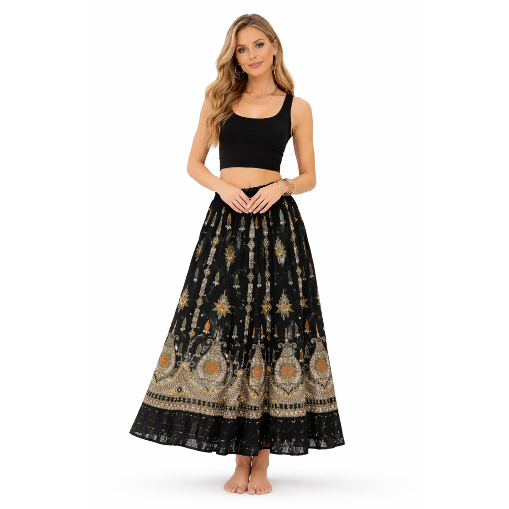 Women’s Gold Skirt with Sequin Work | Party Wear Gild Skirt | Available With & Without Work | Multiple Shades | Lightweight Festive Skirt