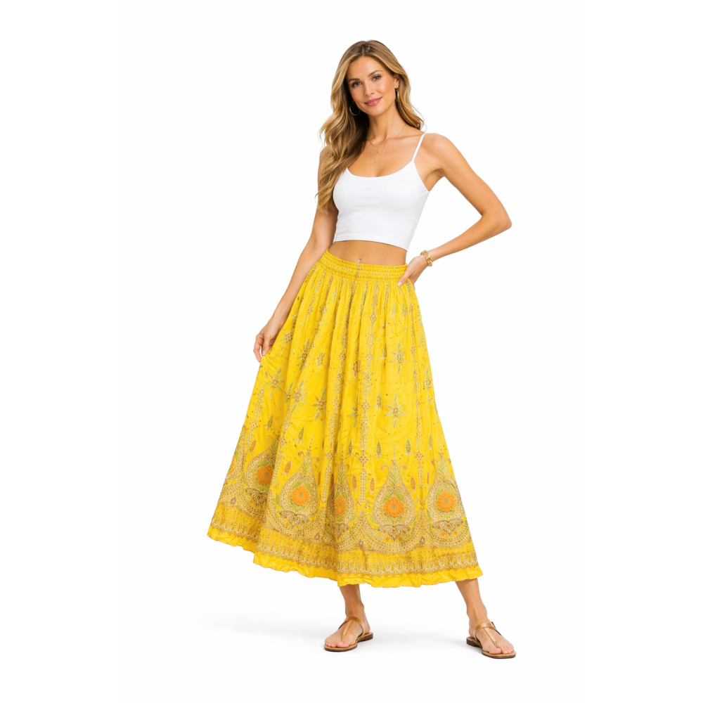 Women’s Gold Skirt with Sequin Work | Party Wear Gild Skirt | Available With & Without Work | Multiple Shades | Lightweight Festive Skirt