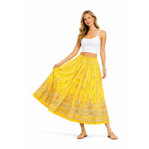 Women’s Gold Skirt with Sequin Work | Party Wear Gild Skirt | Available With & Without Work | Multiple Shades | Lightweight Festive Skirt