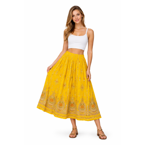 Women’s Gold Skirt with Sequin Work | Party Wear Gild Skirt | Available With & Without Work | Multiple Shades | Lightweight Festive Skirt