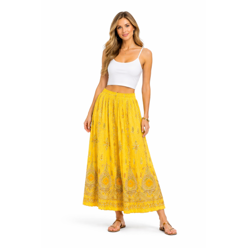 Women’s Gold Skirt with Sequin Work | Party Wear Gild Skirt | Available With & Without Work | Multiple Shades | Lightweight Festive Skirt