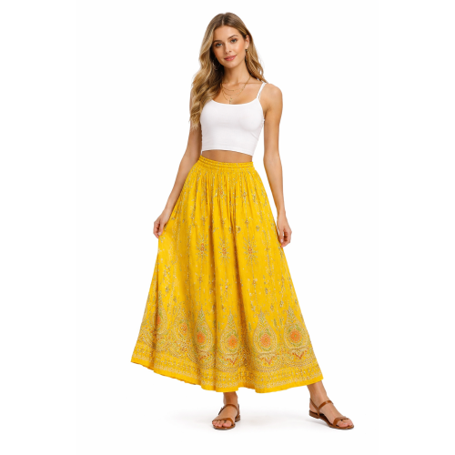 Women’s Gold Skirt with Sequin Work | Party Wear Gild Skirt | Available With & Without Work | Multiple Shades | Lightweight Festive Skirt