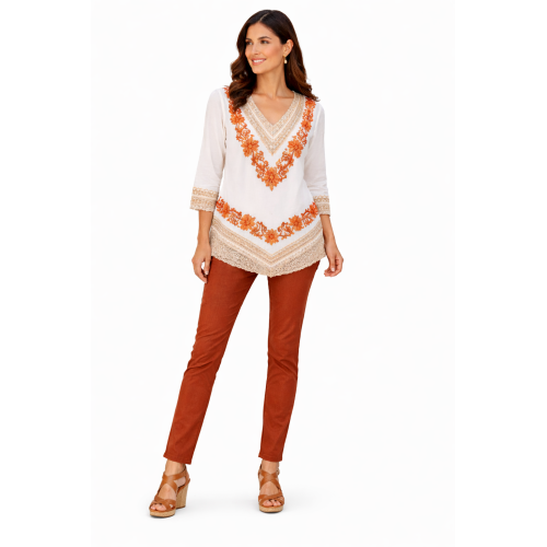 Women’s Pure Cotton Top | Natural Off-White Color | Breathable Summer Wear | Available in 5 Sizes | Casual & Daily Wear