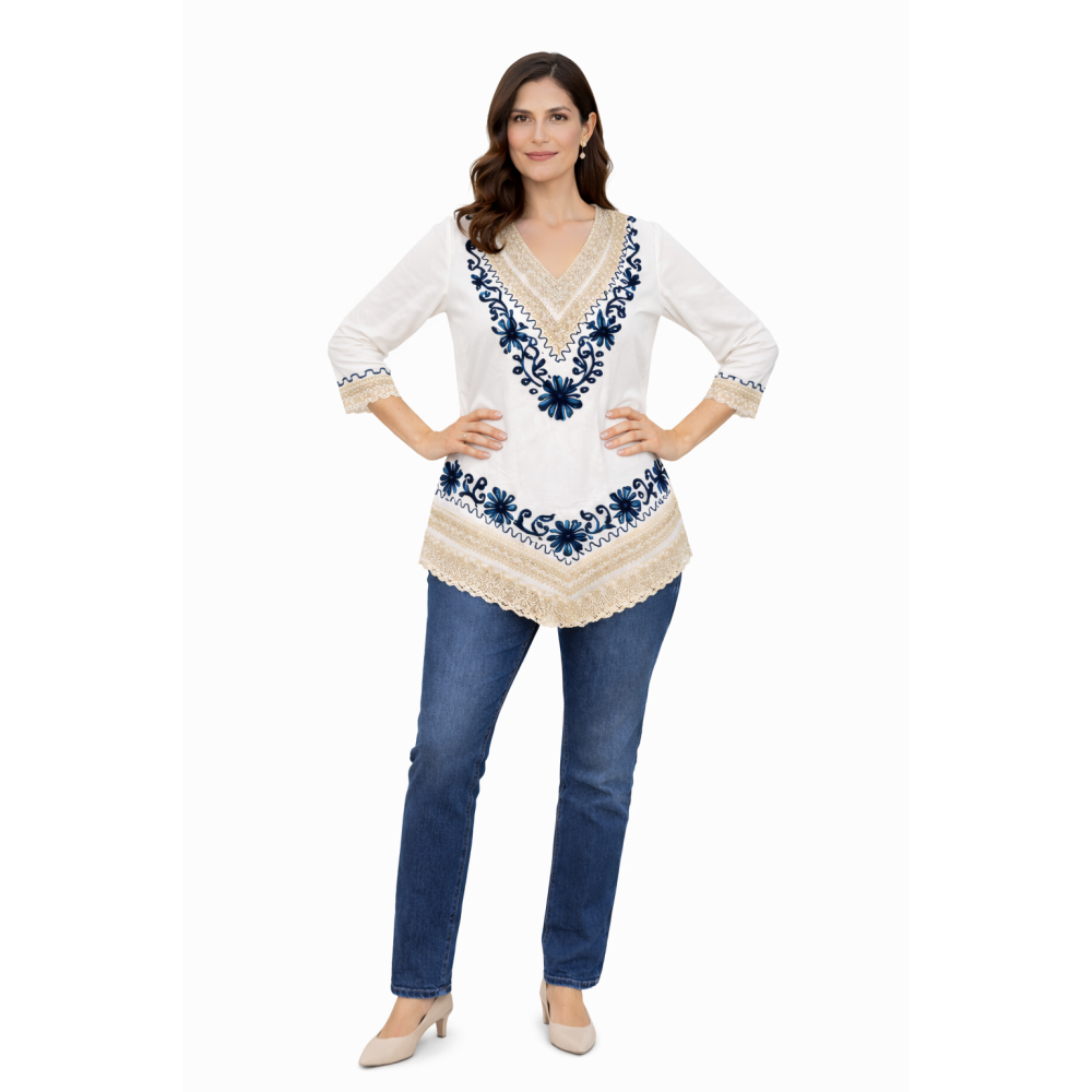Women’s Pure Cotton Top | Natural Off-White Color | Breathable Summer Wear | Available in 5 Sizes | Casual & Daily Wear