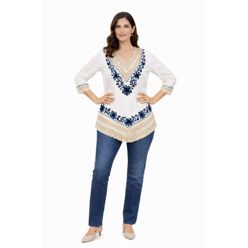 Women’s Pure Cotton Top | Natural Off-White Color | Breathable Summer Wear | Available in 5 Sizes | Casual & Daily Wear