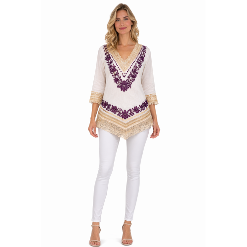 Women’s Pure Cotton Top | Natural Off-White Color | Breathable Summer Wear | Available in 5 Sizes | Casual & Daily Wear