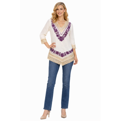 Women’s Pure Cotton Top | Natural Off-White Color | Breathable Summer Wear | Available in 5 Sizes | Casual & Daily Wear