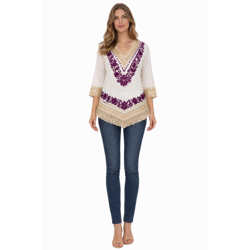 Women’s Pure Cotton Top | Natural Off-White Color | Breathable Summer Wear | Available in 5 Sizes | Casual & Daily Wear
