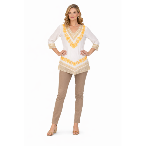 Women’s Pure Cotton Top | Natural Off-White Color | Breathable Summer Wear | Available in 5 Sizes | Casual & Daily Wear