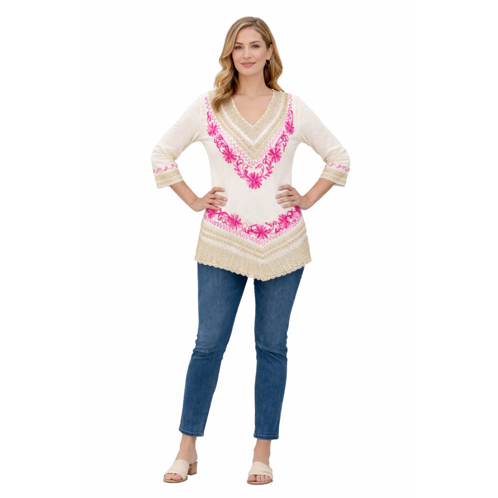 Women’s Pure Cotton Top | Natural Off-White Color | Breathable Summer Wear | Available in 5 Sizes | Casual & Daily Wear