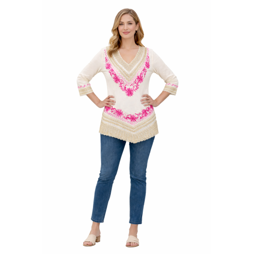 Women’s Pure Cotton Top | Natural Off-White Color | Breathable Summer Wear | Available in 5 Sizes | Casual & Daily Wear
