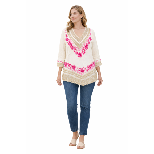 Women’s Pure Cotton Top | Natural Off-White Color | Breathable Summer Wear | Available in 5 Sizes | Casual & Daily Wear