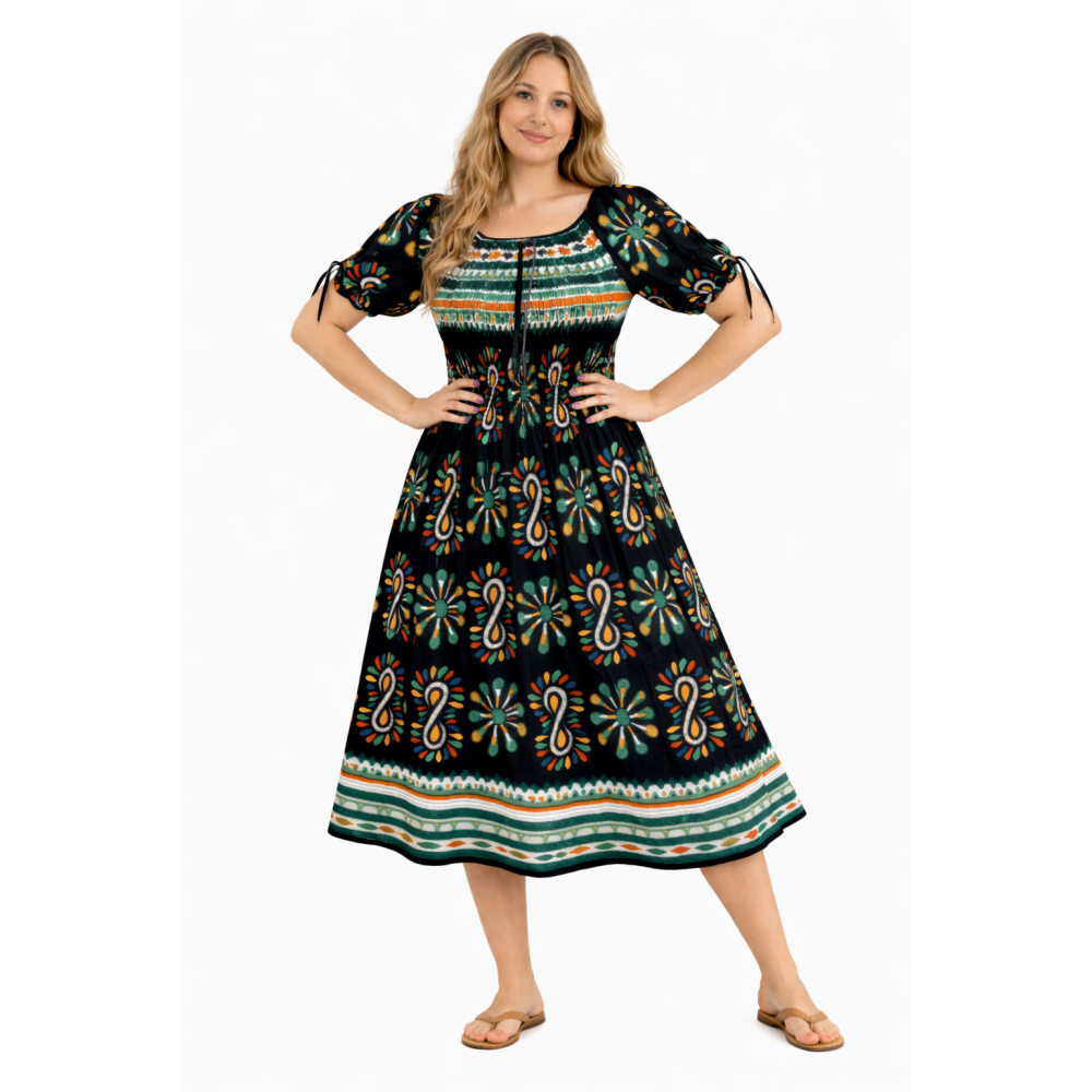 Premium Smocked Rayon Dress for Women | New Printed Collection | 140 GSM Soft Rayon Fabric | Comfortable Fit | Casual & Daily Wear
