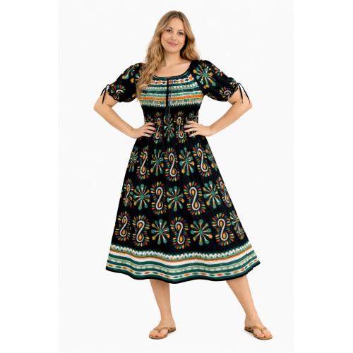 Premium Smocked Rayon Dress for Women | New Printed Collection | 140 GSM Soft Rayon Fabric | Comfortable Fit | Casual & Daily Wear