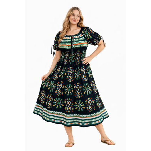 Premium Smocked Rayon Dress for Women | New Printed Collection | 140 GSM Soft Rayon Fabric | Comfortable Fit | Casual & Daily Wear
