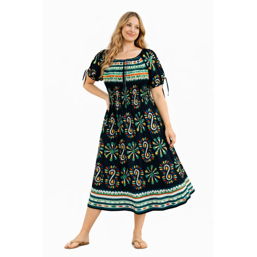 Premium Smocked Rayon Dress for Women | New Printed Collection | 140 GSM Soft Rayon Fabric | Comfortable Fit | Casual & Daily Wear