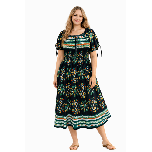 Premium Smocked Rayon Dress for Women | New Printed Collection | 140 GSM Soft Rayon Fabric | Comfortable Fit | Casual & Daily Wear