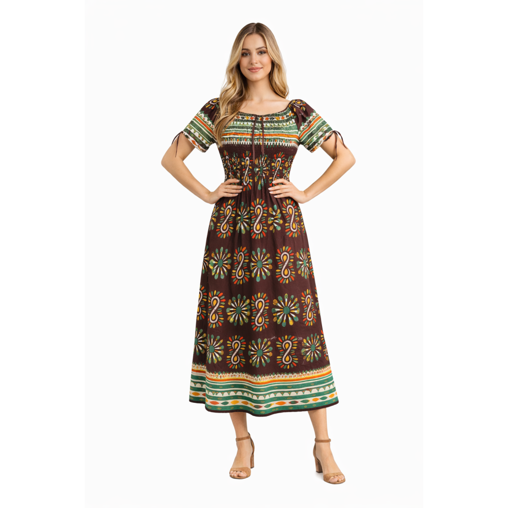 Premium Smocked Rayon Dress for Women | New Printed Collection | 140 GSM Soft Rayon Fabric | Comfortable Fit | Casual & Daily Wear