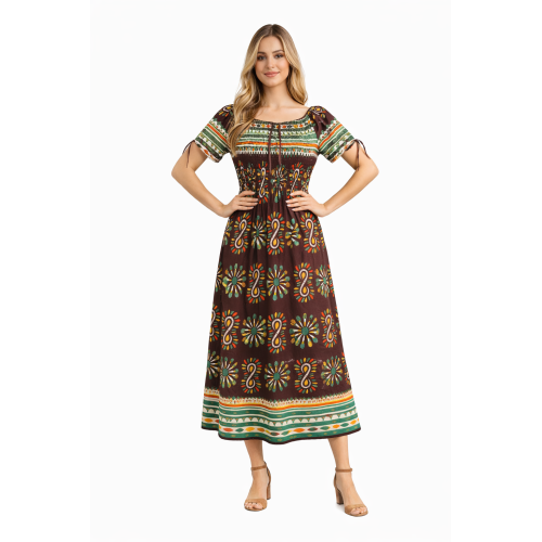 Premium Smocked Rayon Dress for Women | New Printed Collection | 140 GSM Soft Rayon Fabric | Comfortable Fit | Casual & Daily Wear