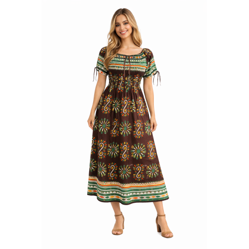 Premium Smocked Rayon Dress for Women | New Printed Collection | 140 GSM Soft Rayon Fabric | Comfortable Fit | Casual & Daily Wear