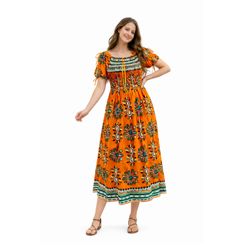 Premium Smocked Rayon Dress for Women | New Printed Collection | 140 GSM Soft Rayon Fabric | Comfortable Fit | Casual & Daily Wear