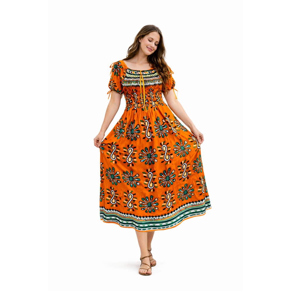 Premium Smocked Rayon Dress for Women | New Printed Collection | 140 GSM Soft Rayon Fabric | Comfortable Fit | Casual & Daily Wear