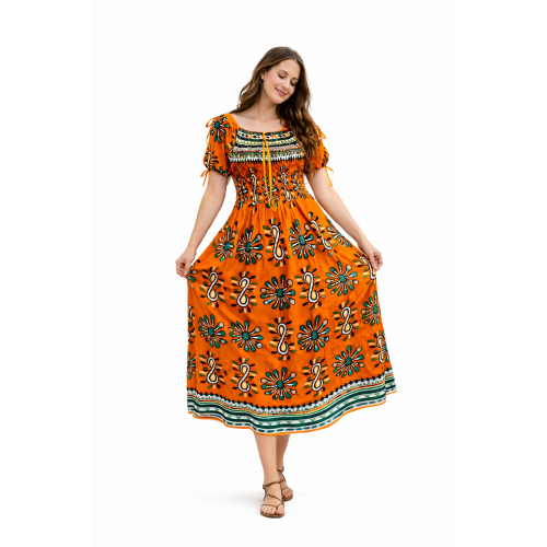 Premium Smocked Rayon Dress for Women | New Printed Collection | 140 GSM Soft Rayon Fabric | Comfortable Fit | Casual & Daily Wear