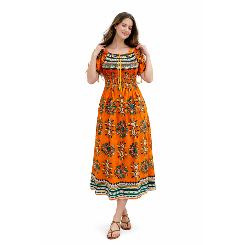 Premium Smocked Rayon Dress for Women | New Printed Collection | 140 GSM Soft Rayon Fabric | Comfortable Fit | Casual & Daily Wear