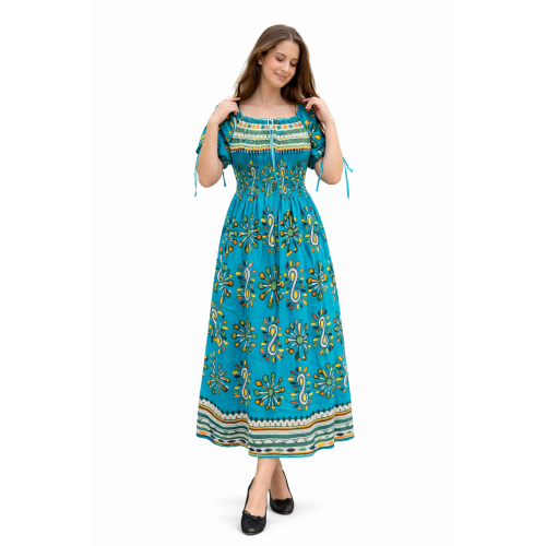 Premium Smocked Rayon Dress for Women | New Printed Collection | 140 GSM Soft Rayon Fabric | Comfortable Fit | Casual & Daily Wear