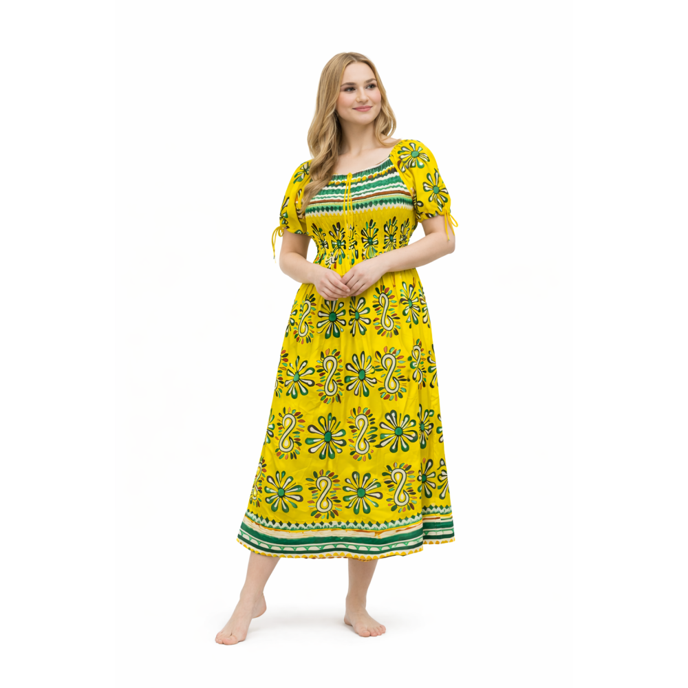 Premium Smocked Rayon Dress for Women | New Printed Collection | 140 GSM Soft Rayon Fabric | Comfortable Fit | Casual & Daily Wear