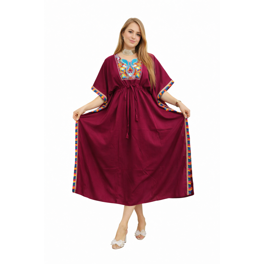 Women’s Peacock Design Long Kaftan | Elegant Flowy Fit | All Shades Available | Comfortable Ethnic Wear