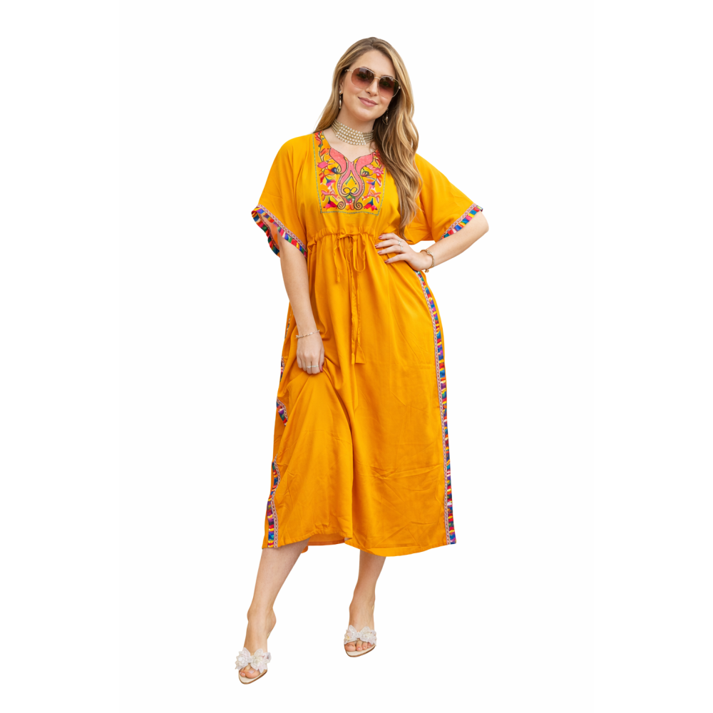 Women’s Peacock Design Long Kaftan | Elegant Flowy Fit | All Shades Available | Comfortable Ethnic Wear