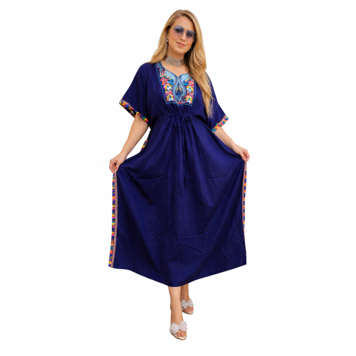 Women’s Peacock Design Long Kaftan | Elegant Flowy Fit | All Shades Available | Comfortable Ethnic Wear