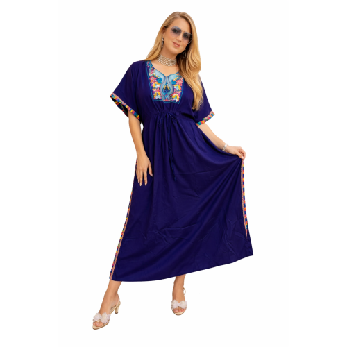 Women’s Peacock Design Long Kaftan | Elegant Flowy Fit | All Shades Available | Comfortable Ethnic Wear