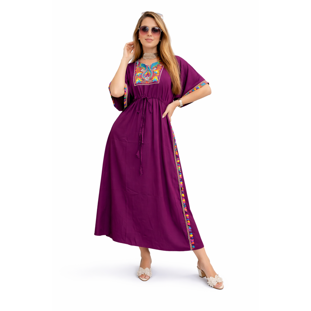 Women’s Peacock Design Long Kaftan | Elegant Flowy Fit | All Shades Available | Comfortable Ethnic Wear