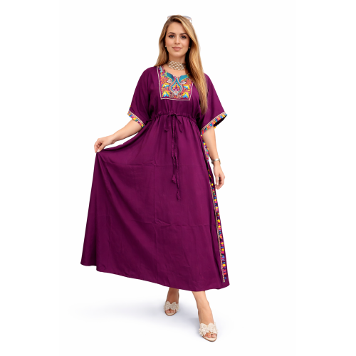 Women’s Peacock Design Long Kaftan | Elegant Flowy Fit | All Shades Available | Comfortable Ethnic Wear