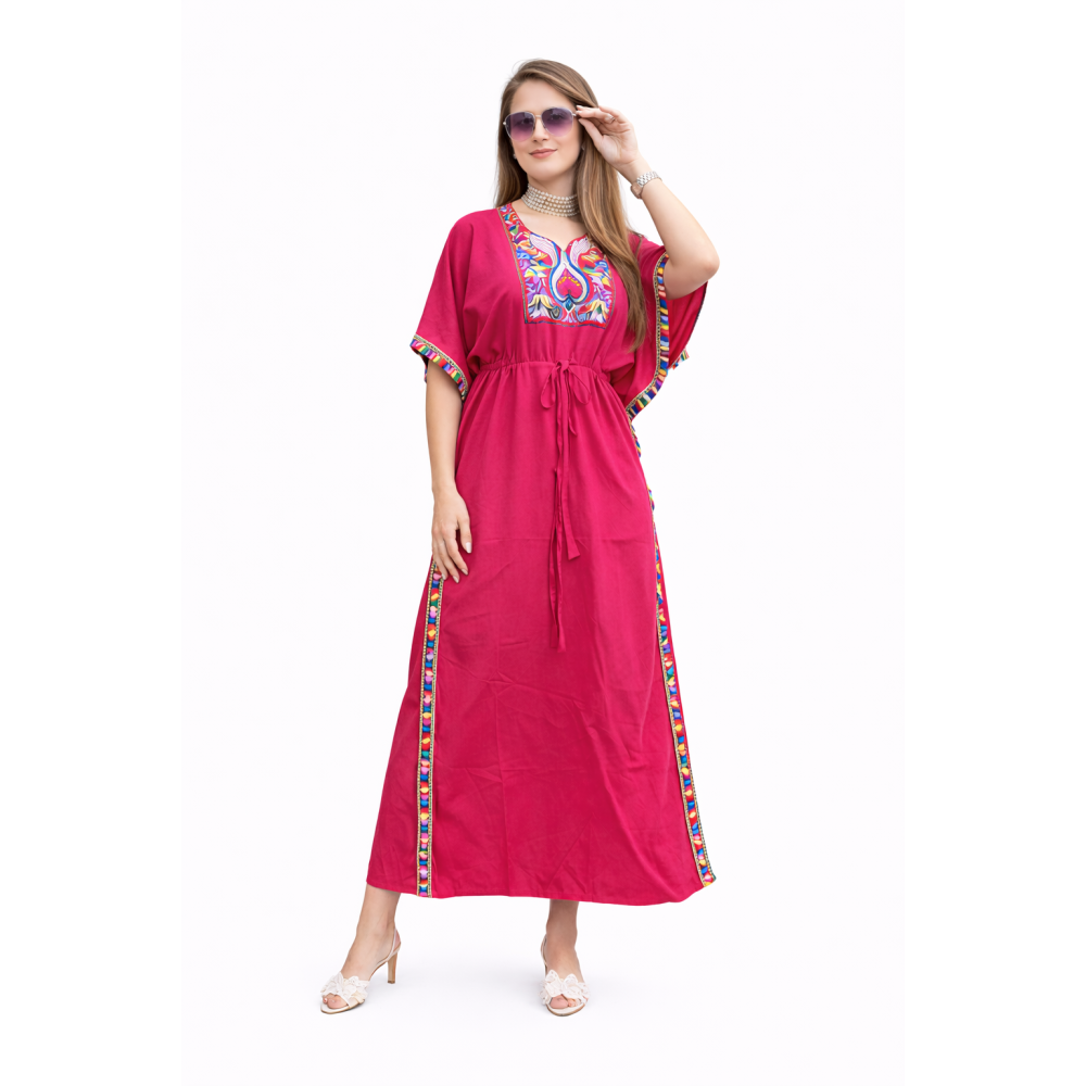 Women’s Peacock Design Long Kaftan | Elegant Flowy Fit | All Shades Available | Comfortable Ethnic Wear