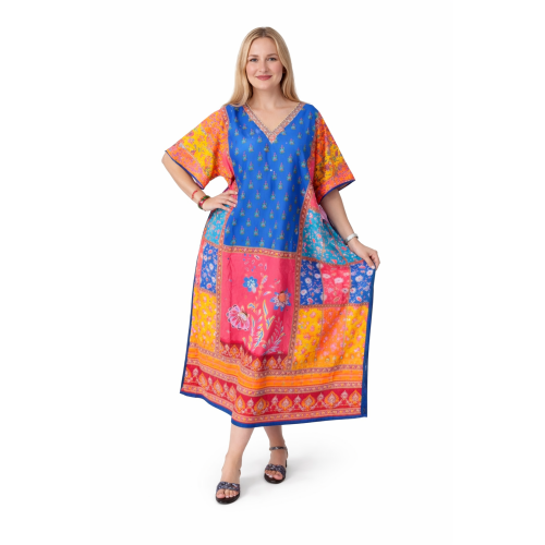 Women’s Digital Print Long Kaftan Dress | Stylish Ethnic & Casual Wear | Soft Comfortable Fabric | Free Size | Perfect for Daily, Festive & Resort Wear