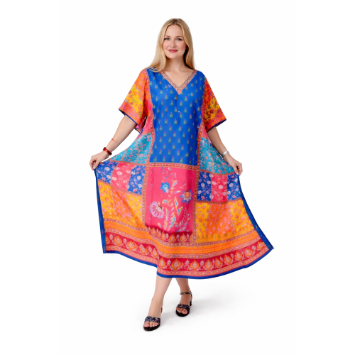 Women’s Digital Print Long Kaftan Dress | Stylish Ethnic & Casual Wear | Soft Comfortable Fabric | Free Size | Perfect for Daily, Festive & Resort Wear