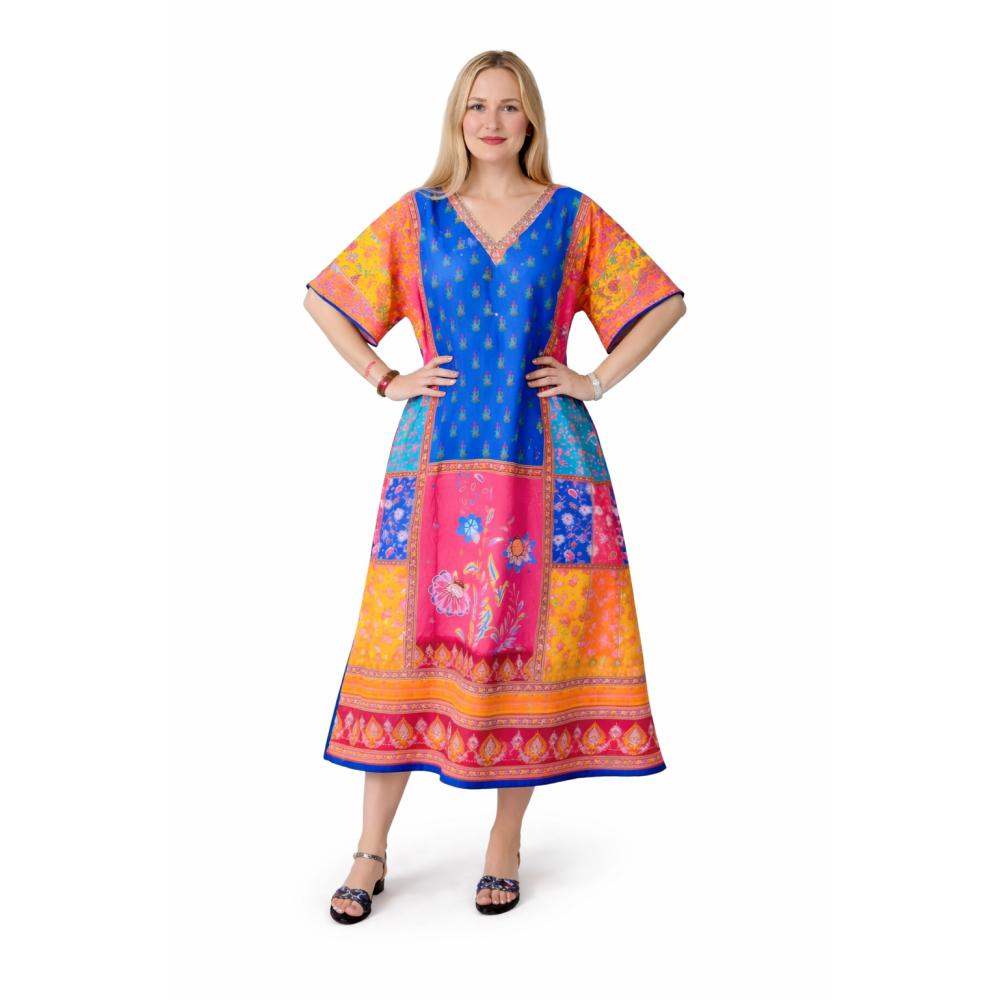 Women’s Digital Print Long Kaftan Dress | Stylish Ethnic & Casual Wear | Soft Comfortable Fabric | Free Size | Perfect for Daily, Festive & Resort Wear