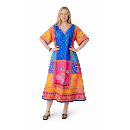 Women’s Digital Print Long Kaftan Dress | Stylish Ethnic & Casual Wear | Soft Comfortable Fabric | Free Size | Perfect for Daily, Festive & Resort Wear