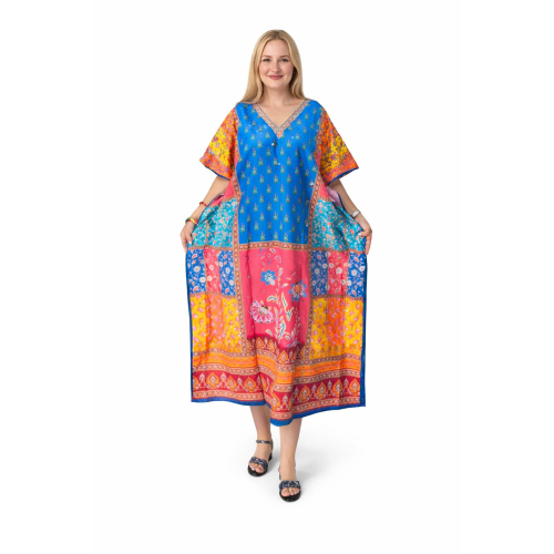 Women’s Digital Print Long Kaftan Dress | Stylish Ethnic & Casual Wear | Soft Comfortable Fabric | Free Size | Perfect for Daily, Festive & Resort Wear