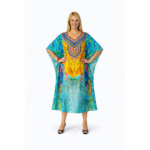 Women’s Digital Print Long Kaftan Dress | Stylish Ethnic & Casual Wear | Soft Comfortable Fabric | Free Size | Perfect for Daily, Festive & Resort Wear
