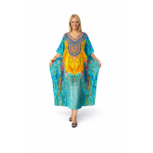 Women’s Digital Print Long Kaftan Dress | Stylish Ethnic & Casual Wear | Soft Comfortable Fabric | Free Size | Perfect for Daily, Festive & Resort Wear