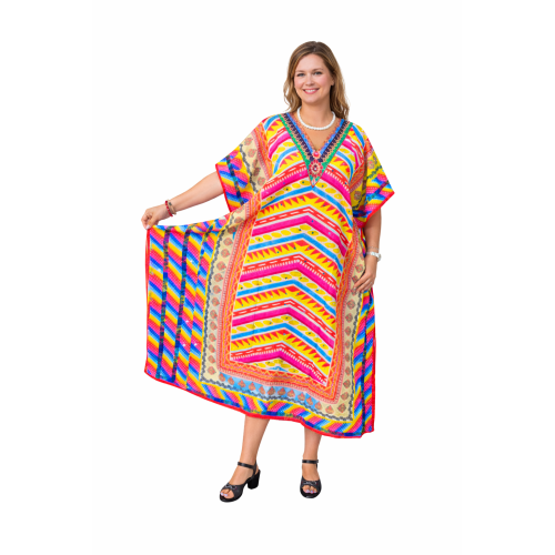 Women’s Digital Print Long Kaftan Dress | Stylish Ethnic & Casual Wear | Soft Comfortable Fabric | Free Size | Perfect for Daily, Festive & Resort Wear