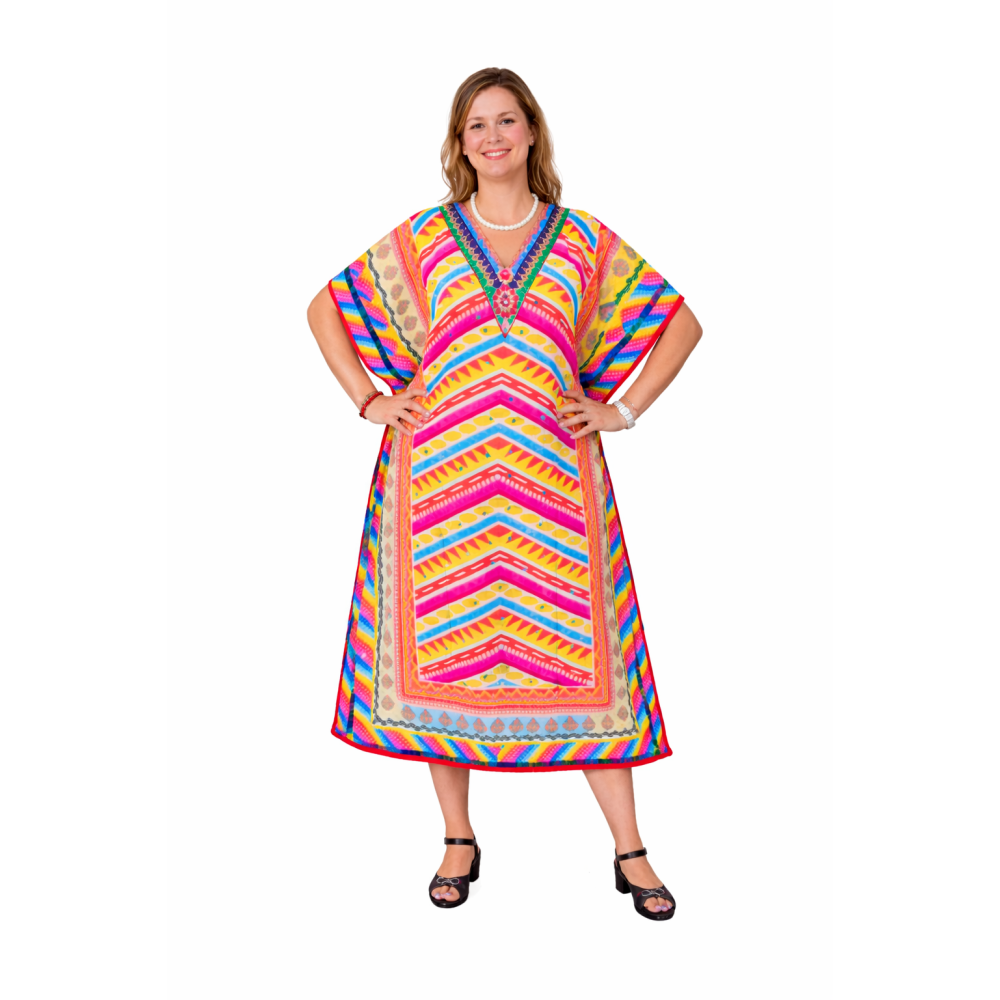 Women’s Digital Print Long Kaftan Dress | Stylish Ethnic & Casual Wear | Soft Comfortable Fabric | Free Size | Perfect for Daily, Festive & Resort Wear