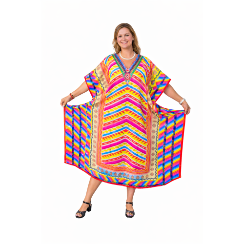 Women’s Digital Print Long Kaftan Dress | Stylish Ethnic & Casual Wear | Soft Comfortable Fabric | Free Size | Perfect for Daily, Festive & Resort Wear