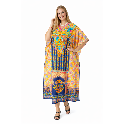Women’s Digital Print Long Kaftan Dress | Stylish Ethnic & Casual Wear | Soft Comfortable Fabric | Free Size | Perfect for Daily, Festive & Resort Wear