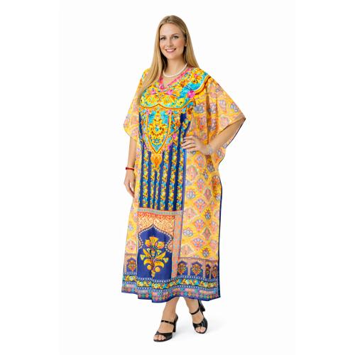 Women’s Digital Print Long Kaftan Dress | Stylish Ethnic & Casual Wear | Soft Comfortable Fabric | Free Size | Perfect for Daily, Festive & Resort Wear