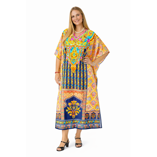 Women’s Digital Print Long Kaftan Dress | Stylish Ethnic & Casual Wear | Soft Comfortable Fabric | Free Size | Perfect for Daily, Festive & Resort Wear
